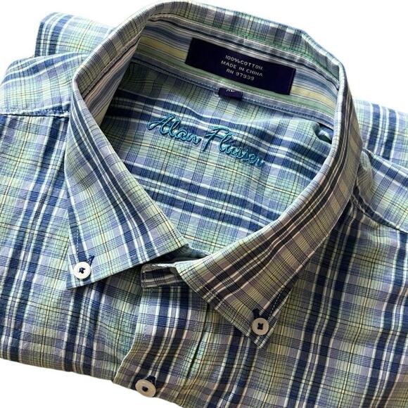 Alan Flusser Multicolor Plaid Button Down Dress Shirt XL Long Sleeve Career - Picture 3 of 10